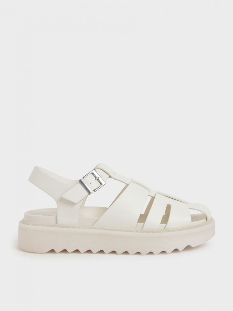 Charles And Keith Cut-Out Sports Platform Sandals White | PHILIPPINES P145