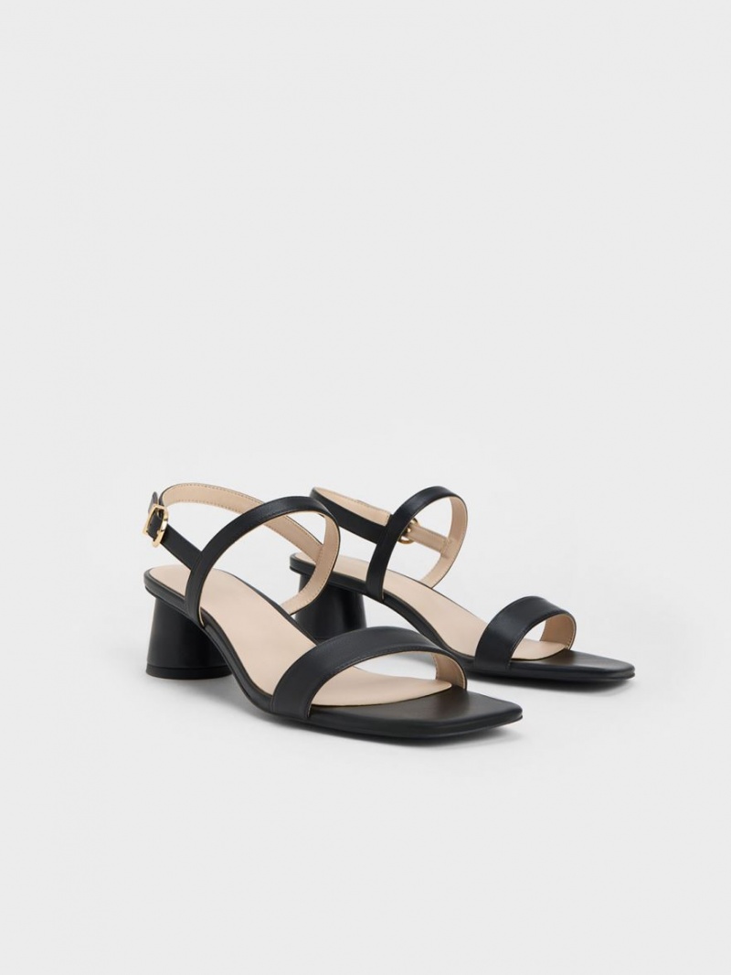 Charles And Keith Cylindrical Heel Back Strap Sandals Black | PHILIPPINES M872