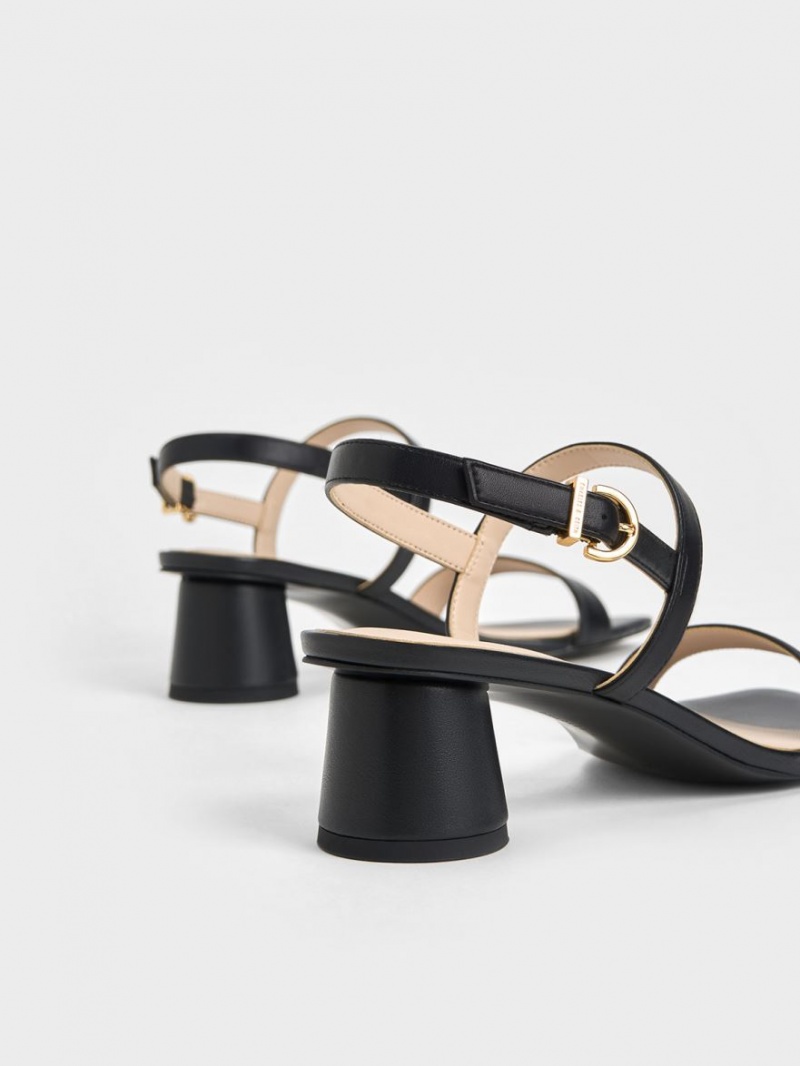 Charles And Keith Cylindrical Heel Back Strap Sandals Black | PHILIPPINES M872