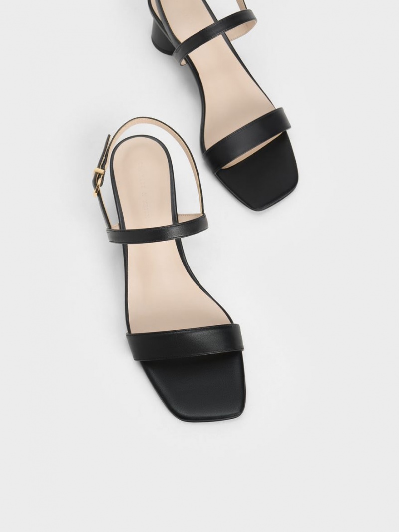 Charles And Keith Cylindrical Heel Back Strap Sandals Black | PHILIPPINES M872