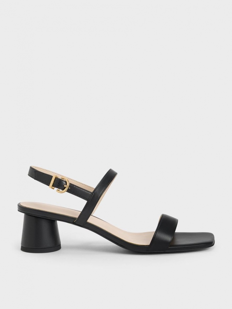 Charles And Keith Cylindrical Heel Back Strap Sandals Black | PHILIPPINES M872