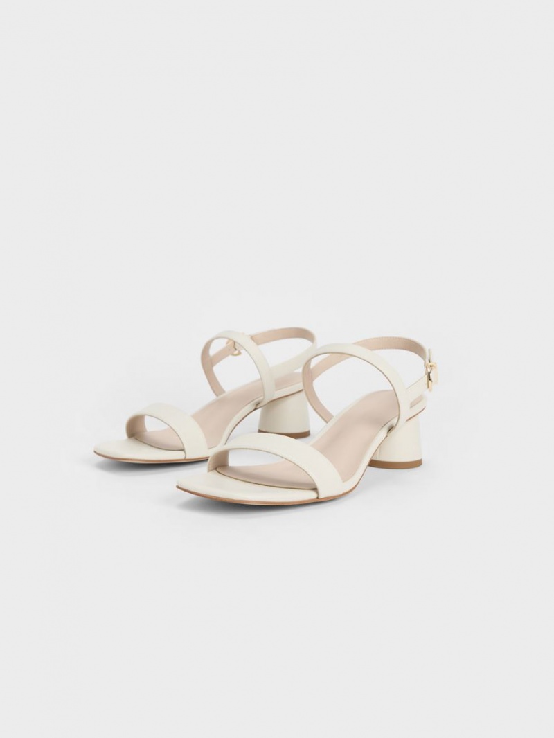 Charles And Keith Cylindrical Heel Back Strap Sandals White | PHILIPPINES B143