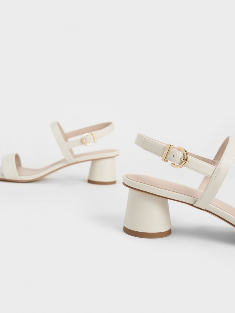 Charles And Keith Cylindrical Heel Back Strap Sandals White | PHILIPPINES B143