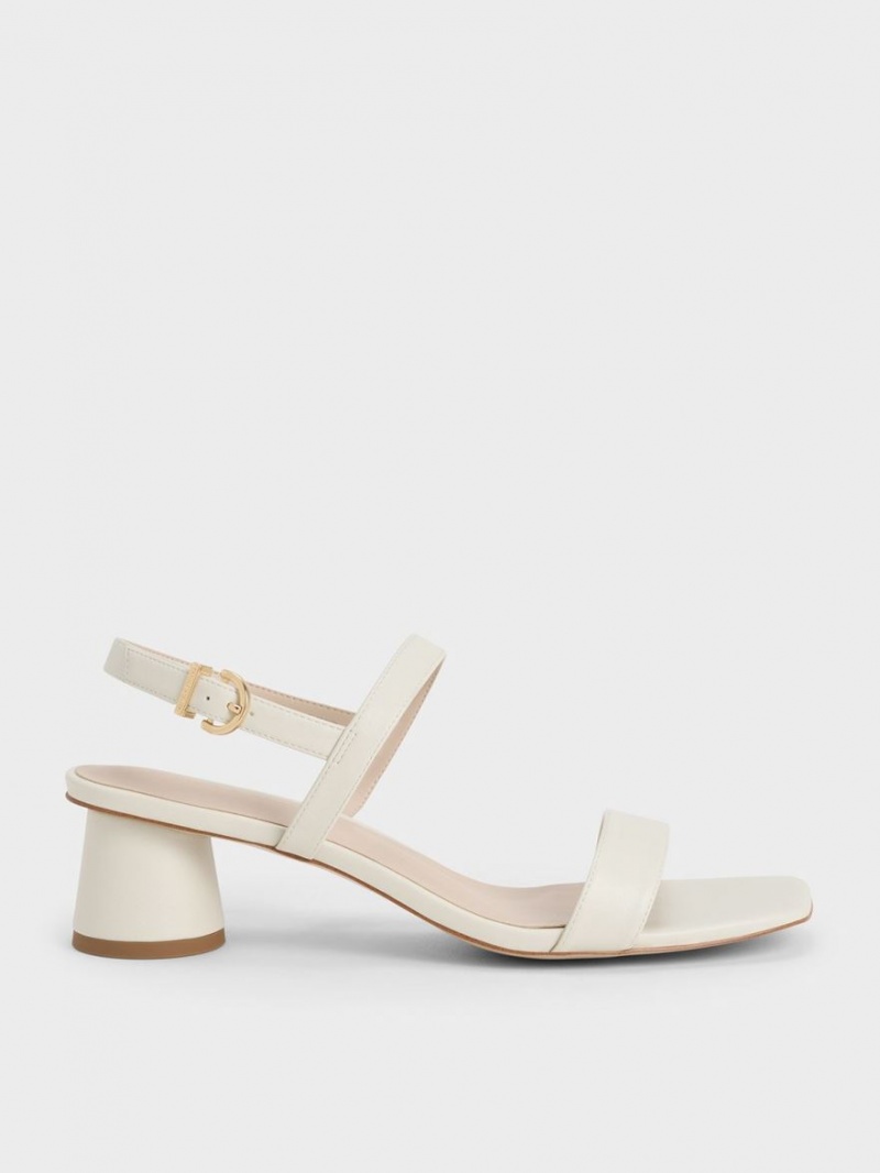 Charles And Keith Cylindrical Heel Back Strap Sandals White | PHILIPPINES B143