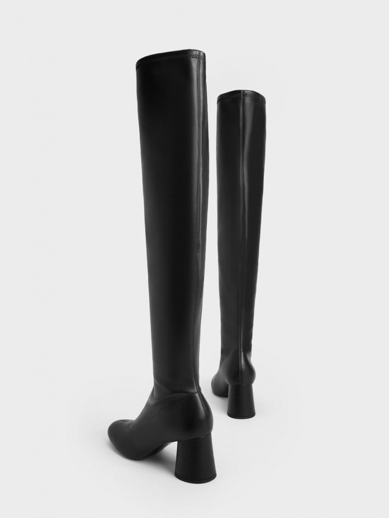 Charles And Keith Cylindrical Heel Thigh High Boots Black | PHILIPPINES V985