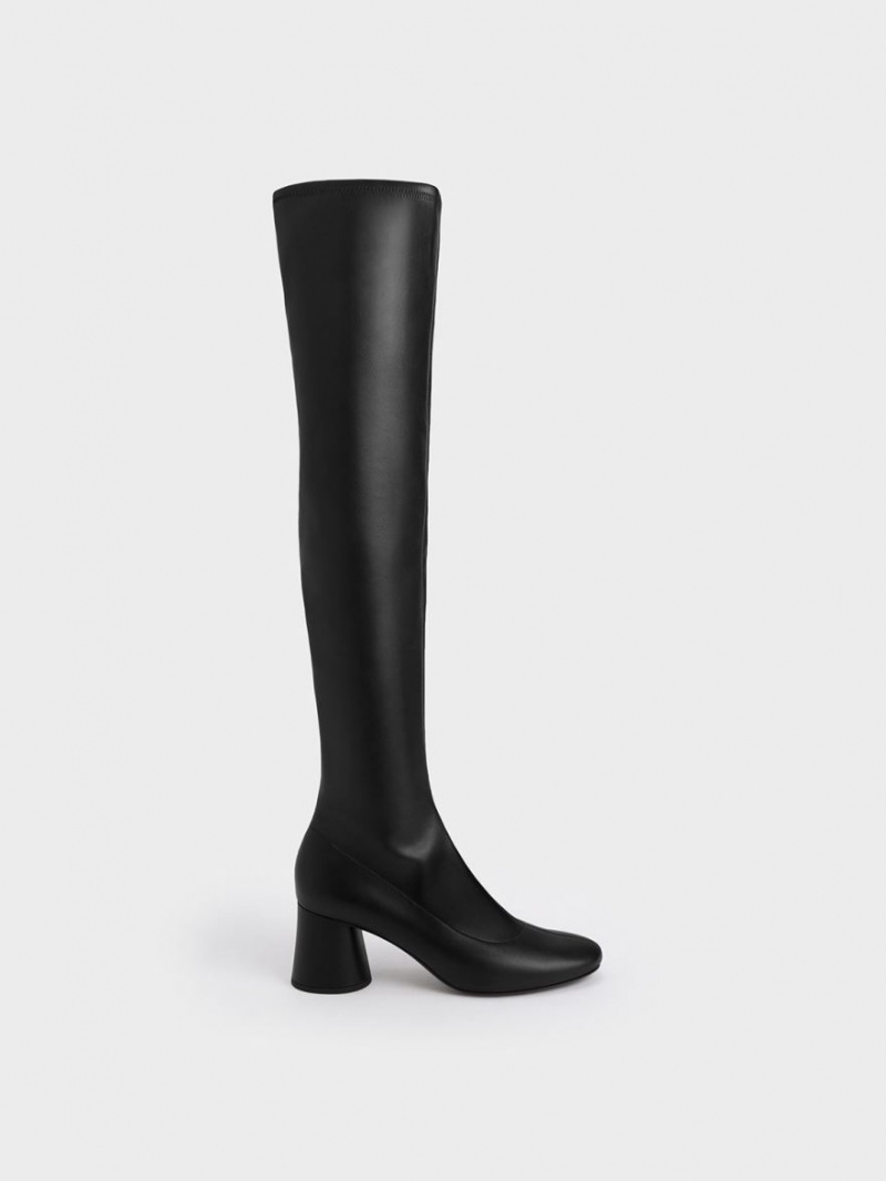 Charles And Keith Cylindrical Heel Thigh High Boots Black | PHILIPPINES V985