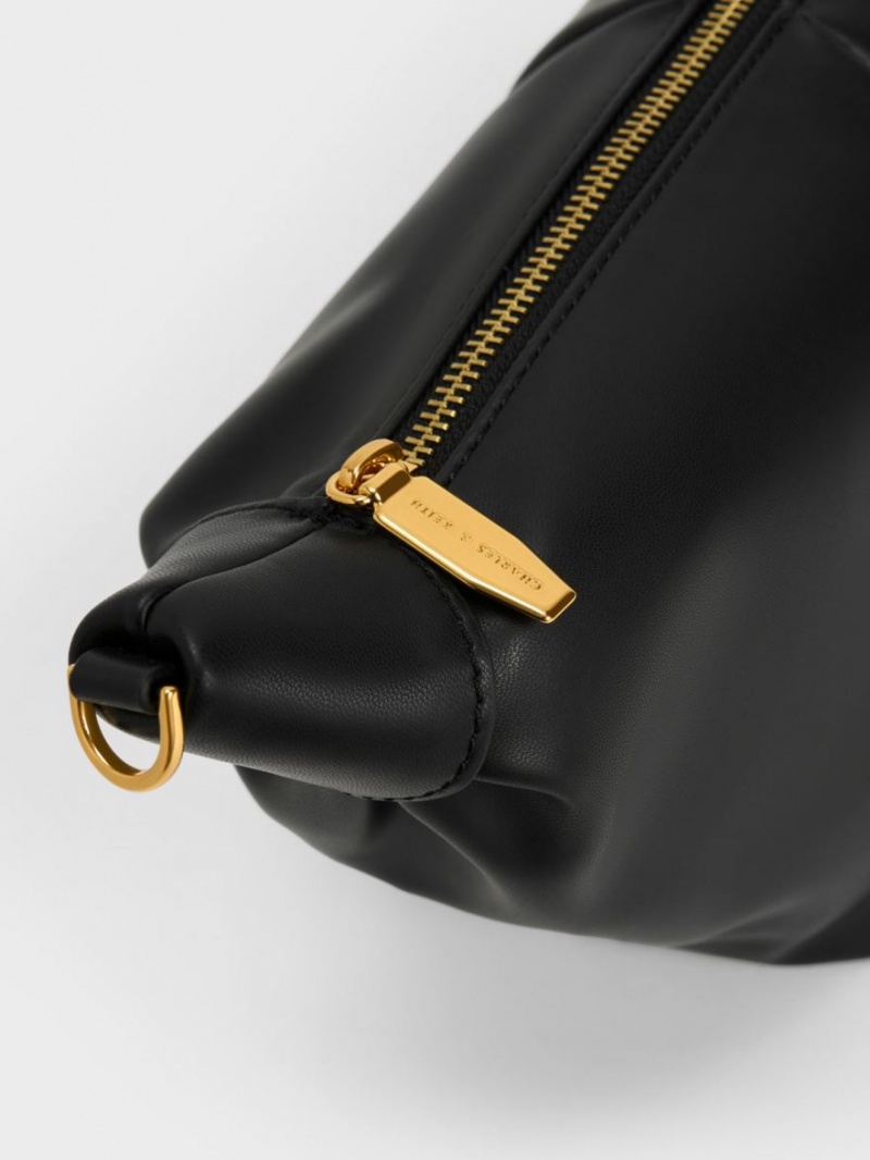 Charles And Keith Daki Chain Handle Hobo Bag Black | PHILIPPINES P167