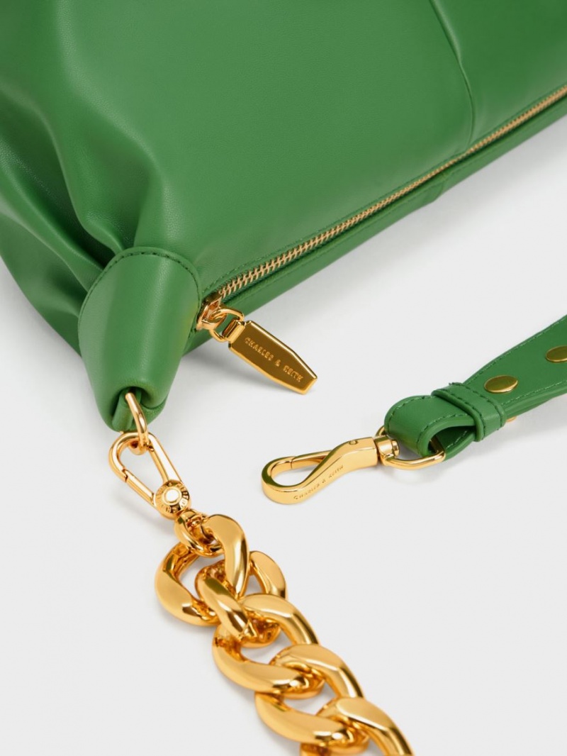 Charles And Keith Daki Chain Handle Hobo Bag Green | PHILIPPINES A081