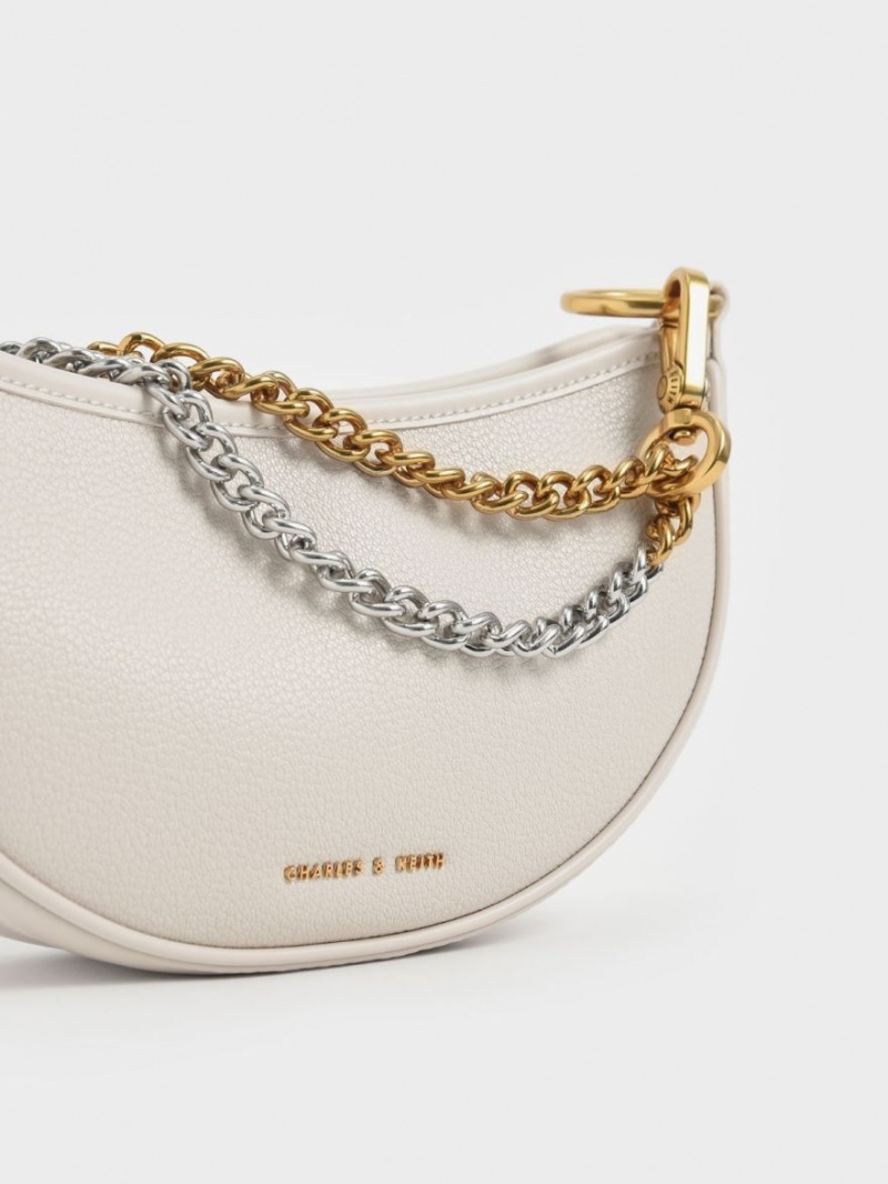 Charles And Keith Dancer Crescent Crossbody Bags White | PHILIPPINES L201