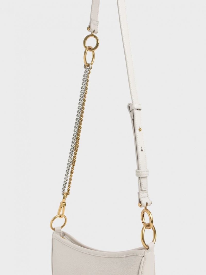 Charles And Keith Dancer Crescent Crossbody Bags White | PHILIPPINES L201