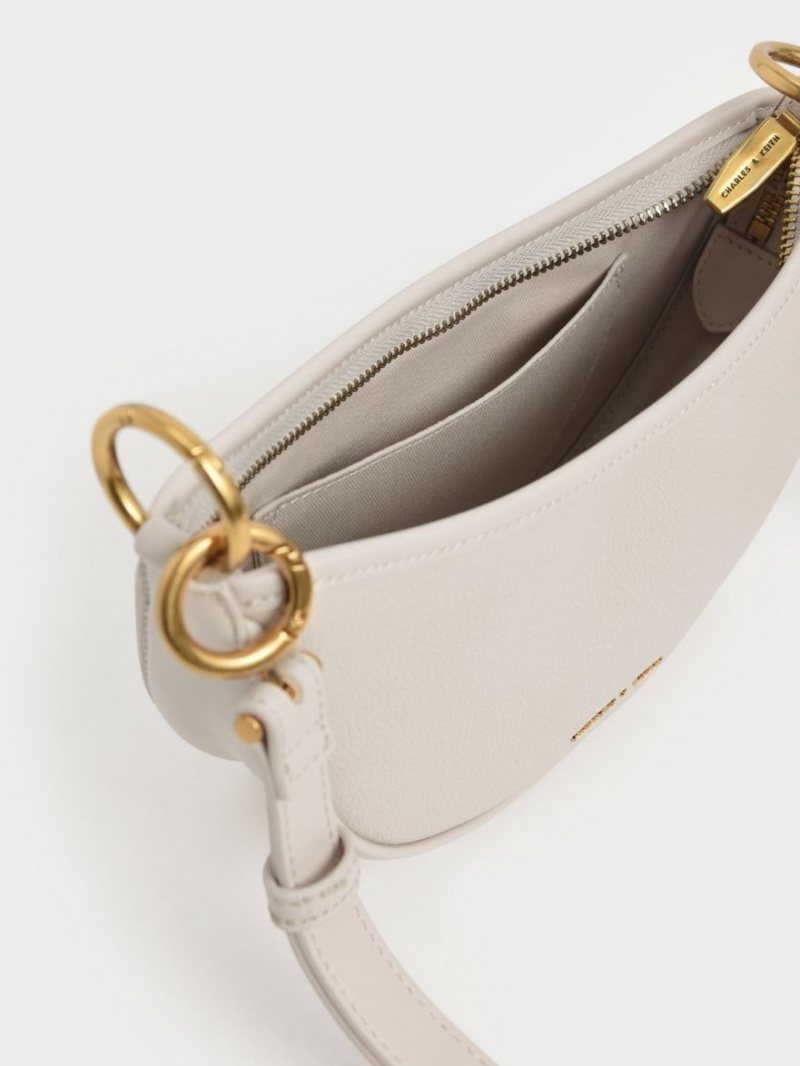 Charles And Keith Dancer Crescent Crossbody Bags White | PHILIPPINES L201