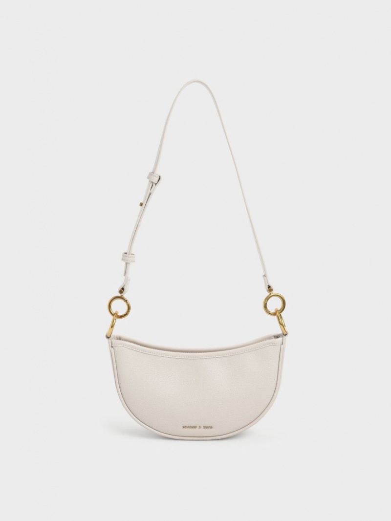 Charles And Keith Dancer Crescent Crossbody Bags White | PHILIPPINES L201