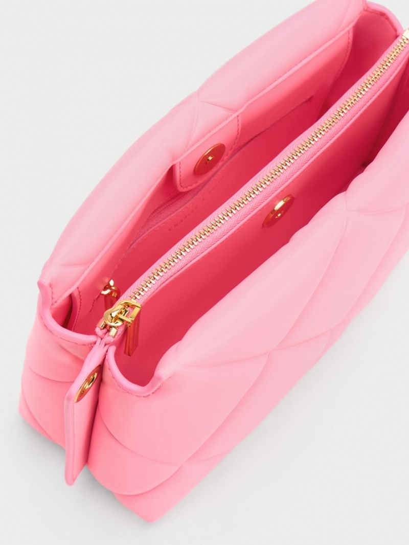 Charles And Keith Danika Chunky Chain Padded Tote Bags Pink | PHILIPPINES R507