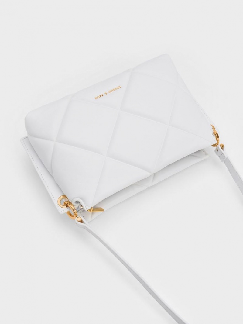 Charles And Keith Danika Chunky Chain Padded Tote Bags White | PHILIPPINES B906