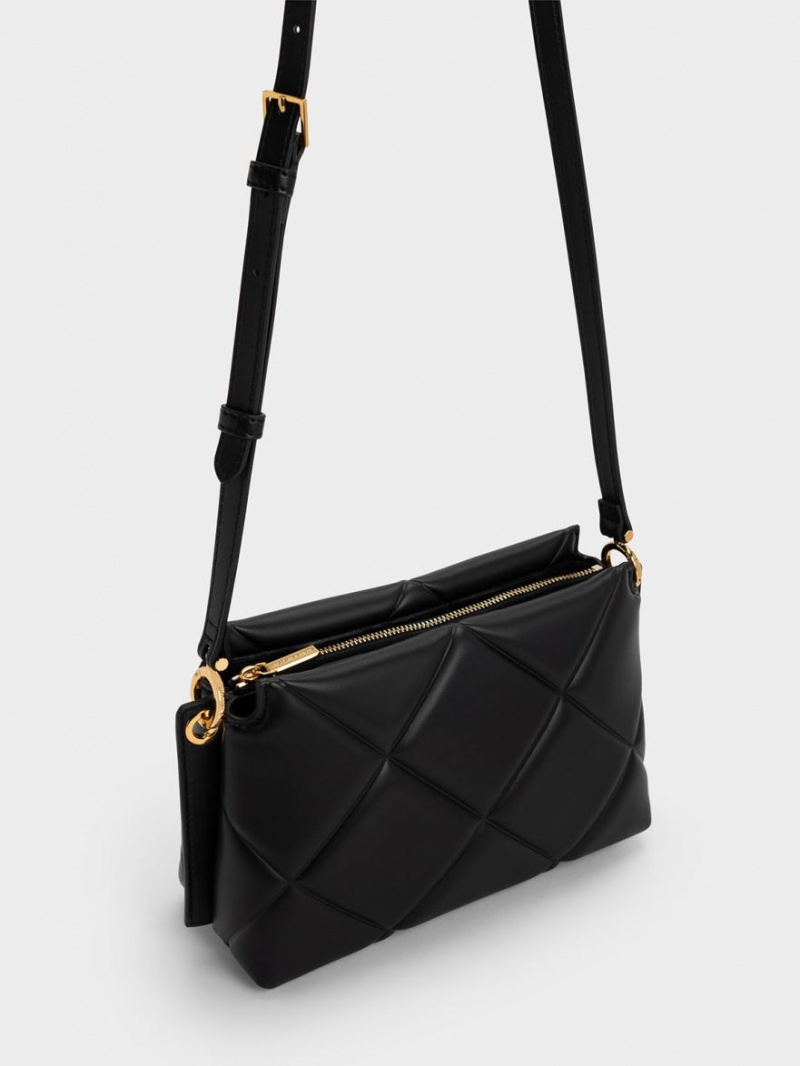 Charles And Keith Danika Chunky Chain Padded Tote Bags Black | PHILIPPINES G028