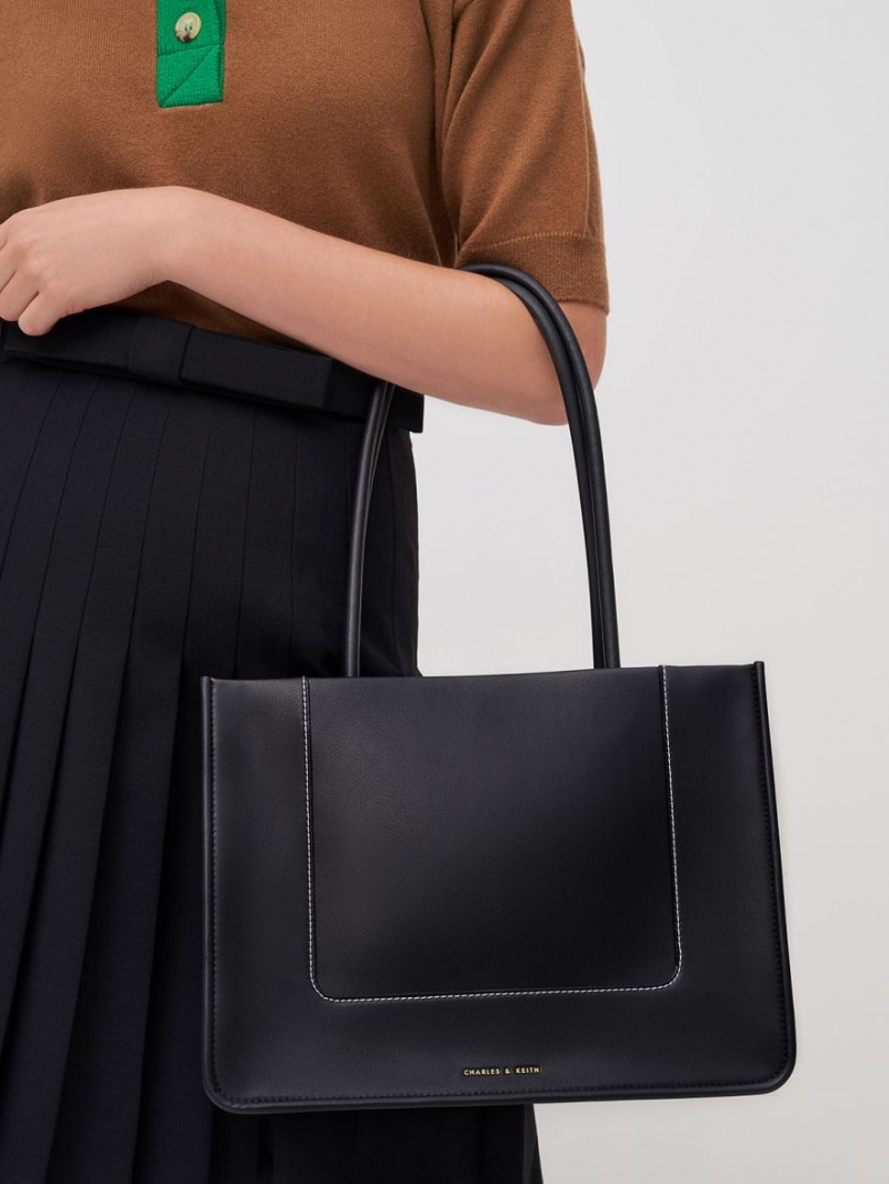 Charles And Keith Daylla Large Tote Bags Black | PHILIPPINES T269