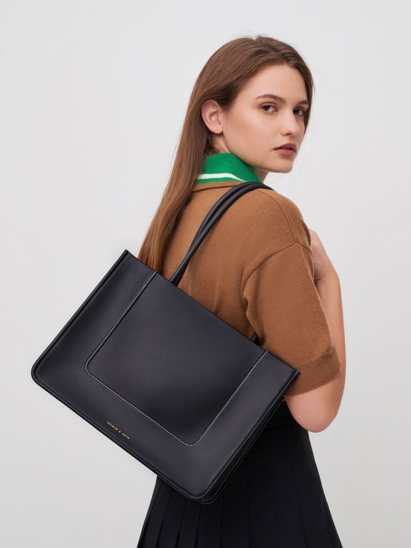 Charles And Keith Daylla Large Tote Bags Black | PHILIPPINES T269