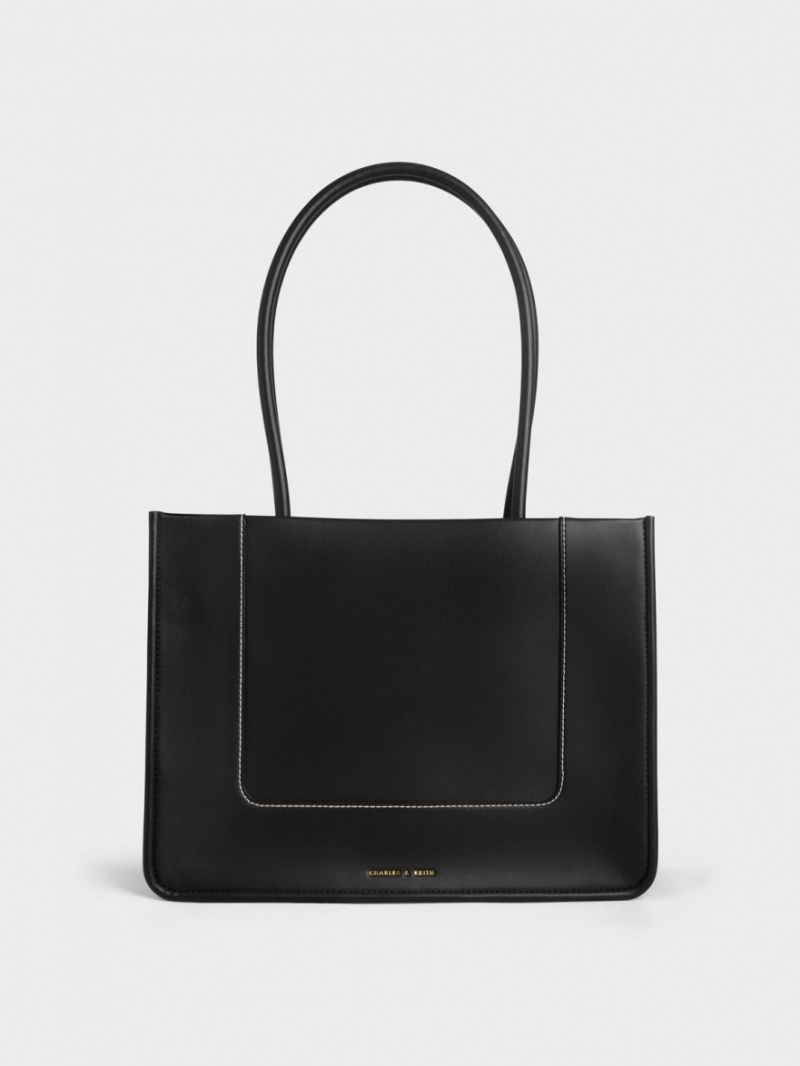 Charles And Keith Daylla Large Tote Bags Black | PHILIPPINES T269