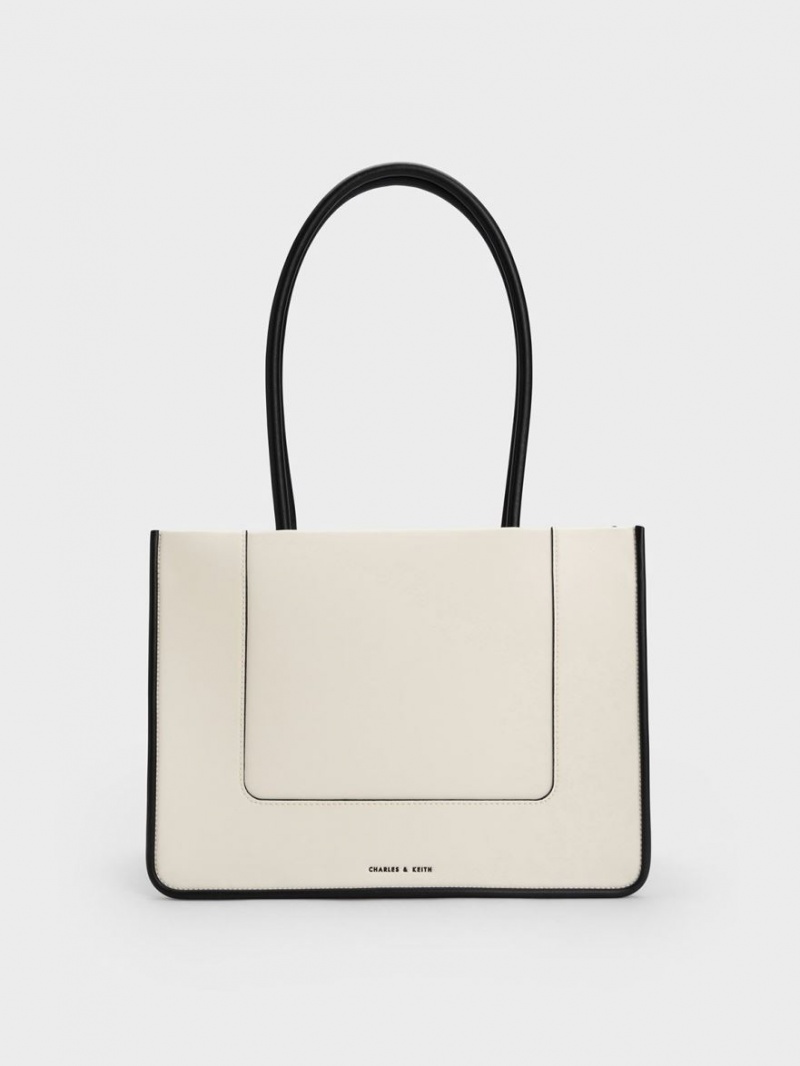 Charles And Keith Daylla Tote Bags Cream | PHILIPPINES G874