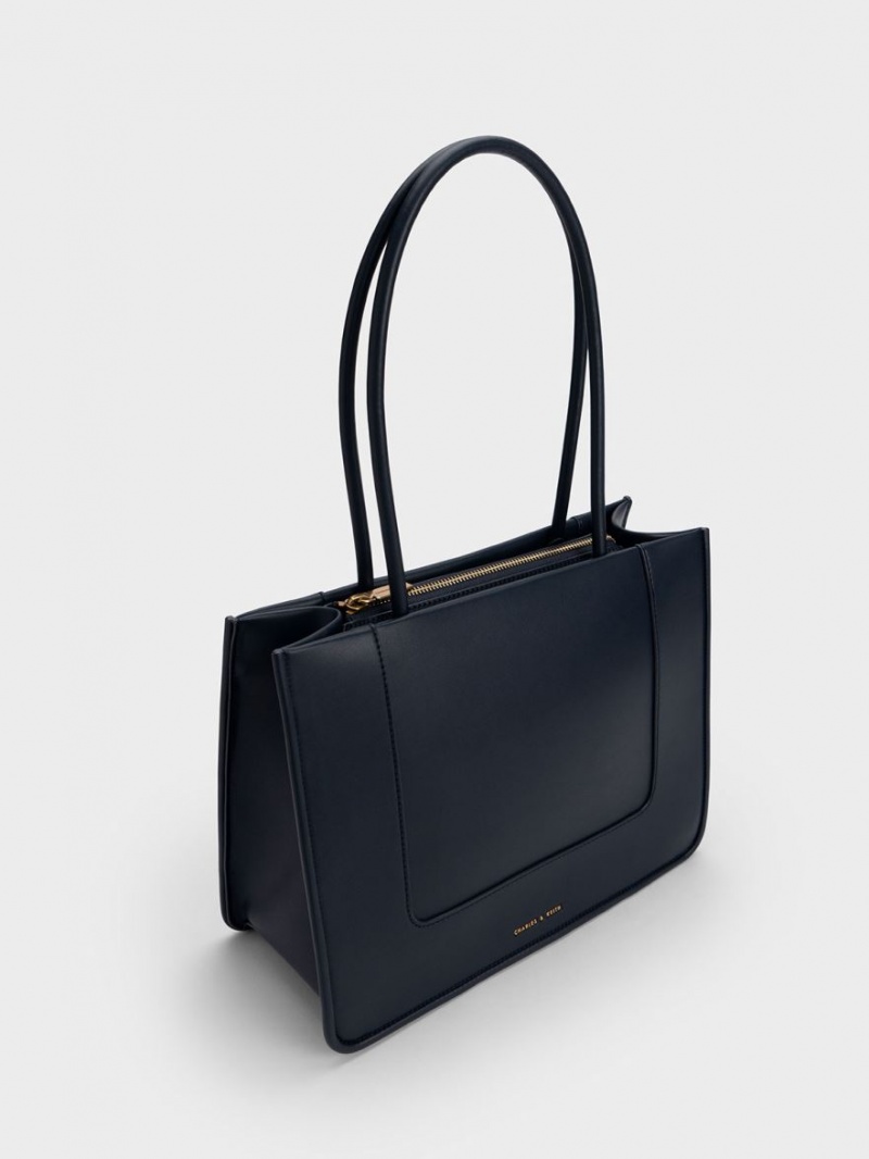 Charles And Keith Daylla Tote Bags Navy | PHILIPPINES D509