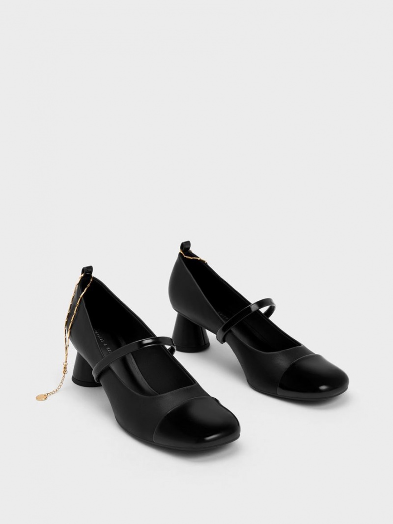 Charles And Keith Delicate Chain-Link Mary Jane Pumps Black | PHILIPPINES D018