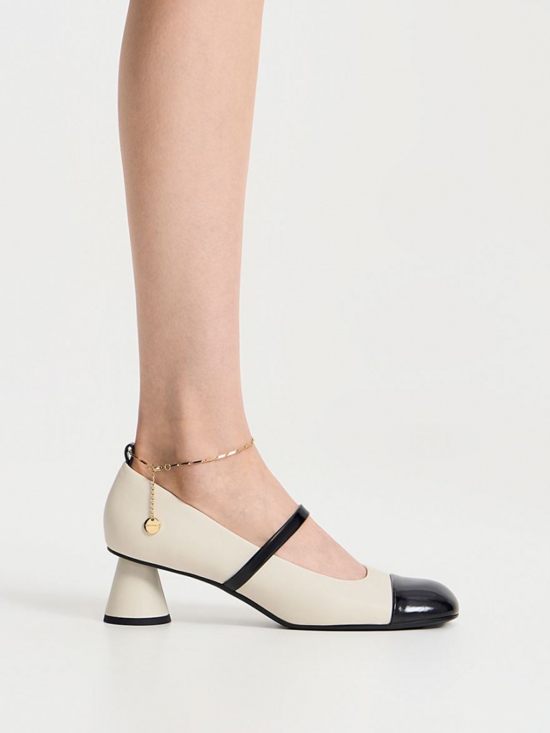 Charles And Keith Delicate Chain-Link Mary Jane Pumps White | PHILIPPINES J028