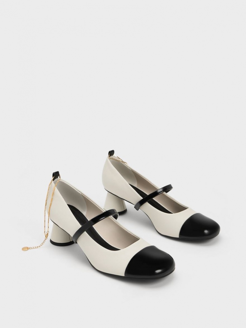 Charles And Keith Delicate Chain-Link Mary Jane Pumps White | PHILIPPINES J028