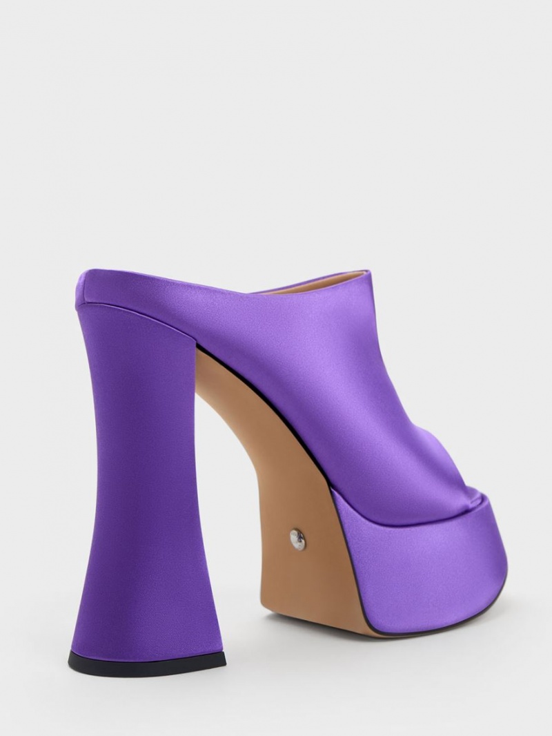 Charles And Keith Delphine Recycled Polyester Platform Mules Purple | PHILIPPINES W764