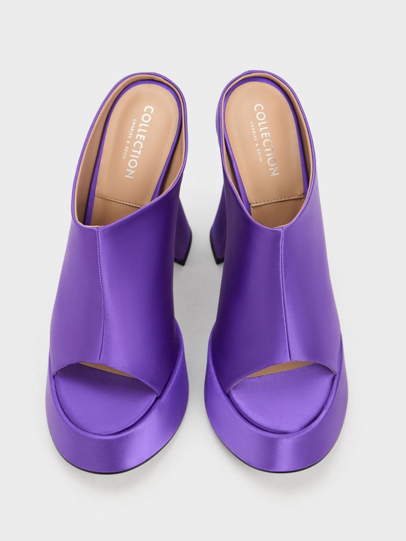 Charles And Keith Delphine Recycled Polyester Platform Mules Purple | PHILIPPINES W764