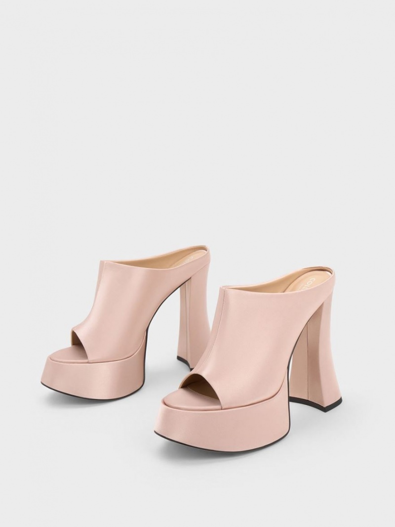 Charles And Keith Delphine Recycled Polyester Platform Mules Pink | PHILIPPINES T280