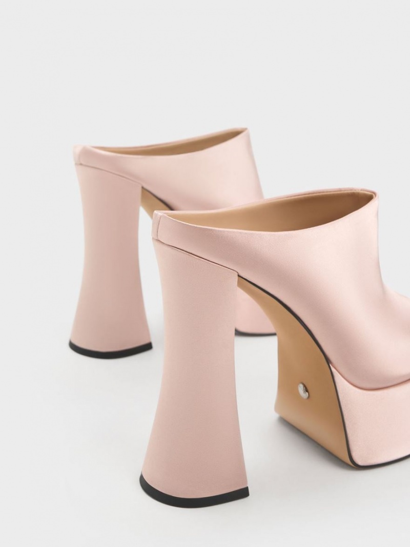 Charles And Keith Delphine Recycled Polyester Platform Mules Pink | PHILIPPINES T280