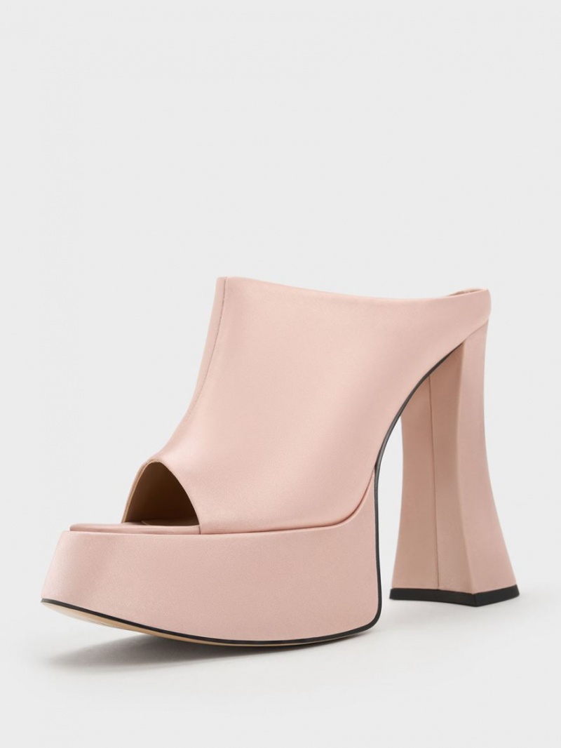 Charles And Keith Delphine Recycled Polyester Platform Mules Pink | PHILIPPINES T280