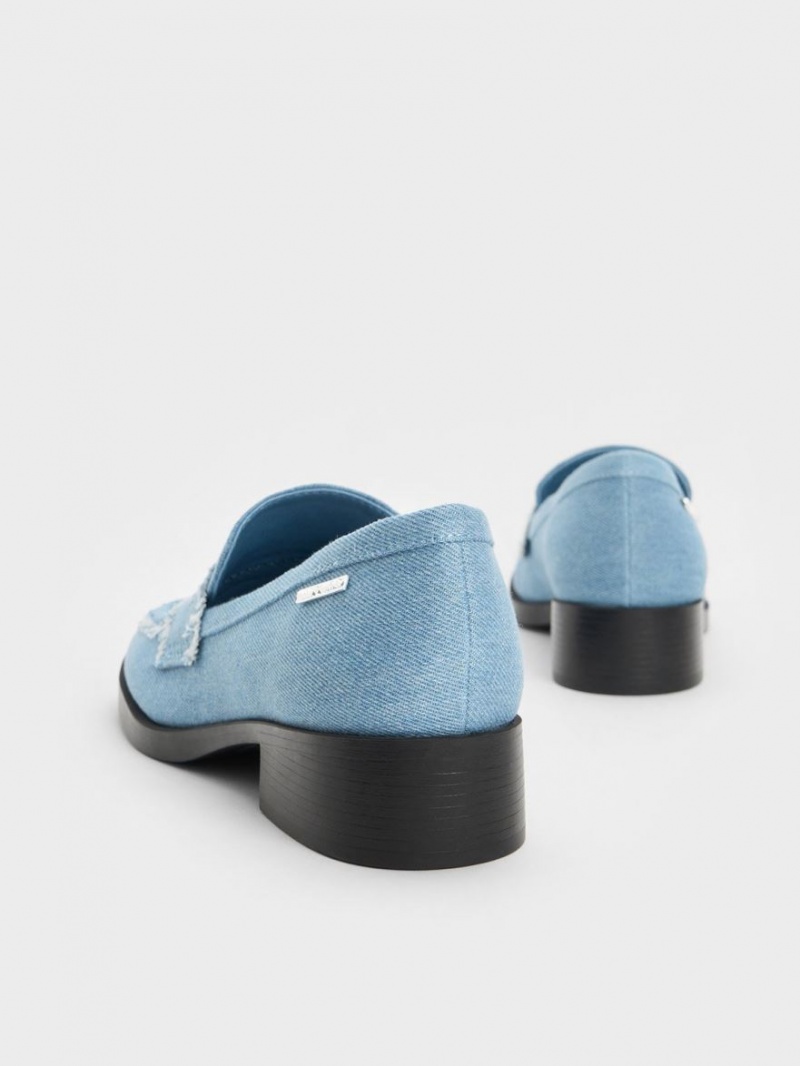 Charles And Keith Denim Cut-Out Penny Loafers Light Blue | PHILIPPINES A713