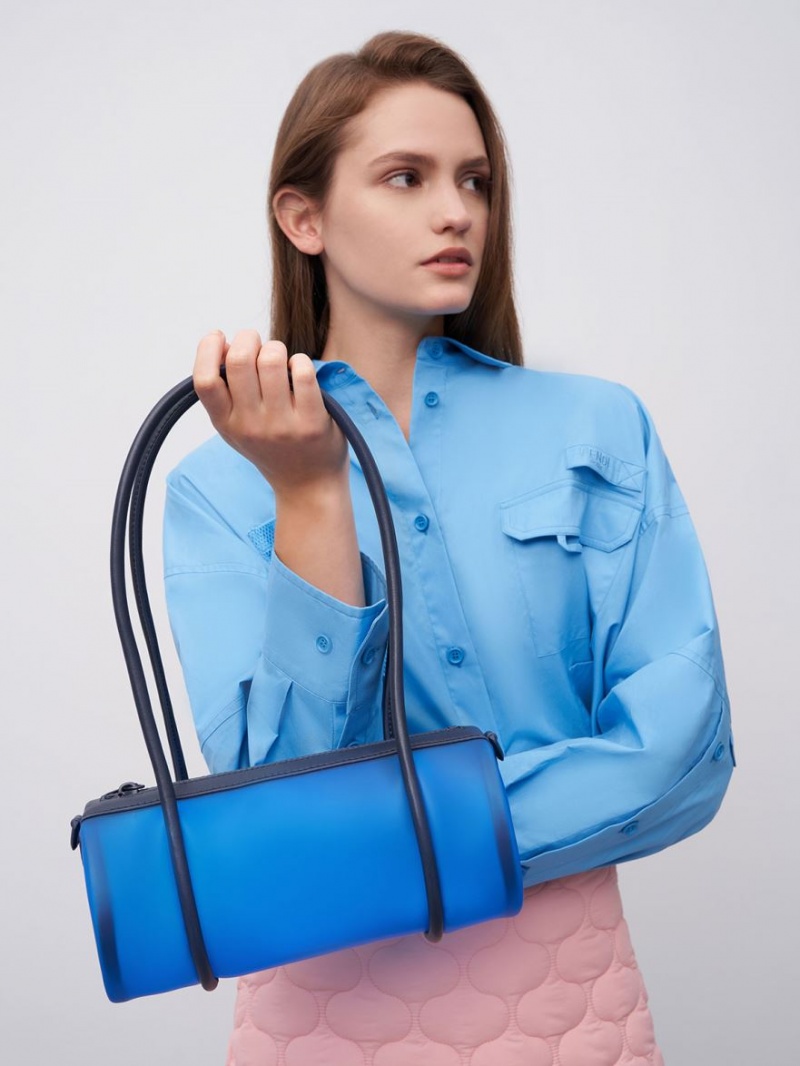 Charles And Keith Double Handle Hobo Bag Blue | PHILIPPINES Y307