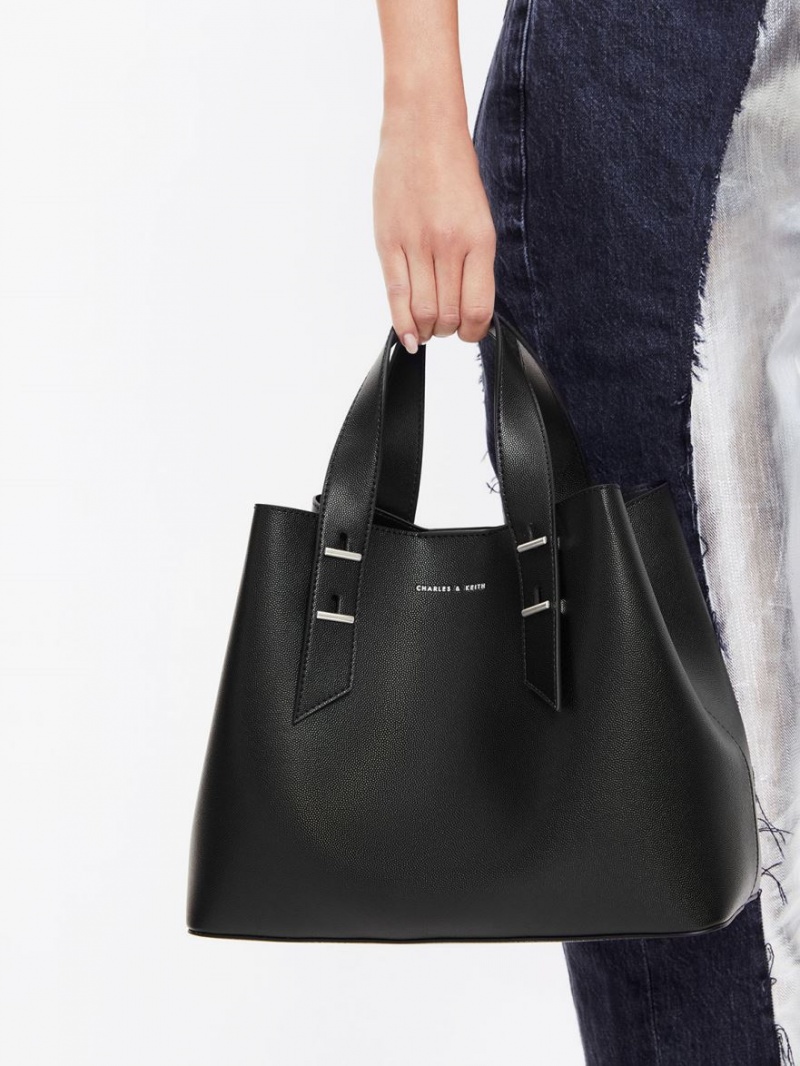 Charles And Keith Double Handle Hobo Bag Black | PHILIPPINES S532