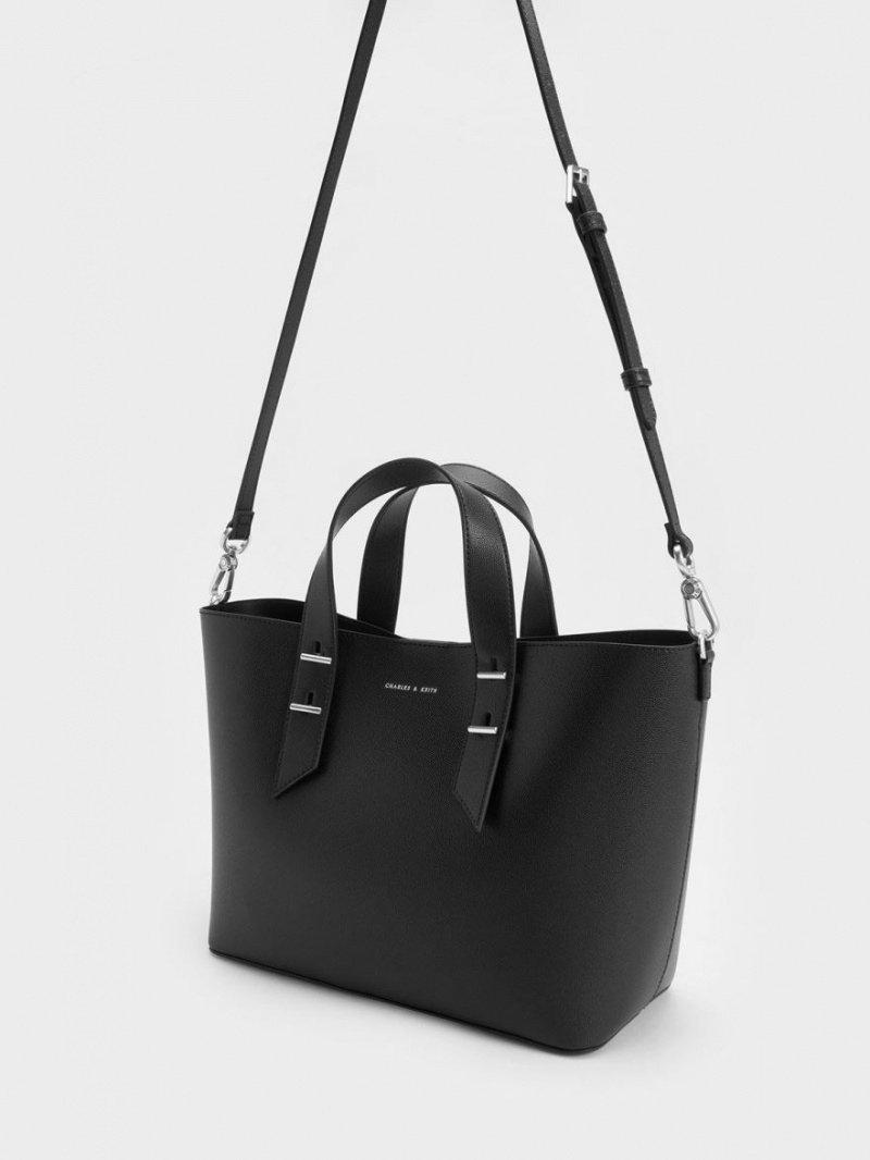 Charles And Keith Double Handle Hobo Bag Black | PHILIPPINES S532