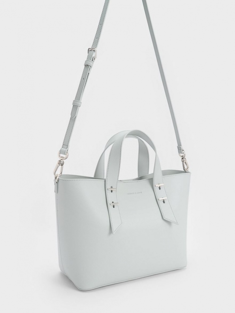 Charles And Keith Double Handle Hobo Bag Light Grey | PHILIPPINES N340