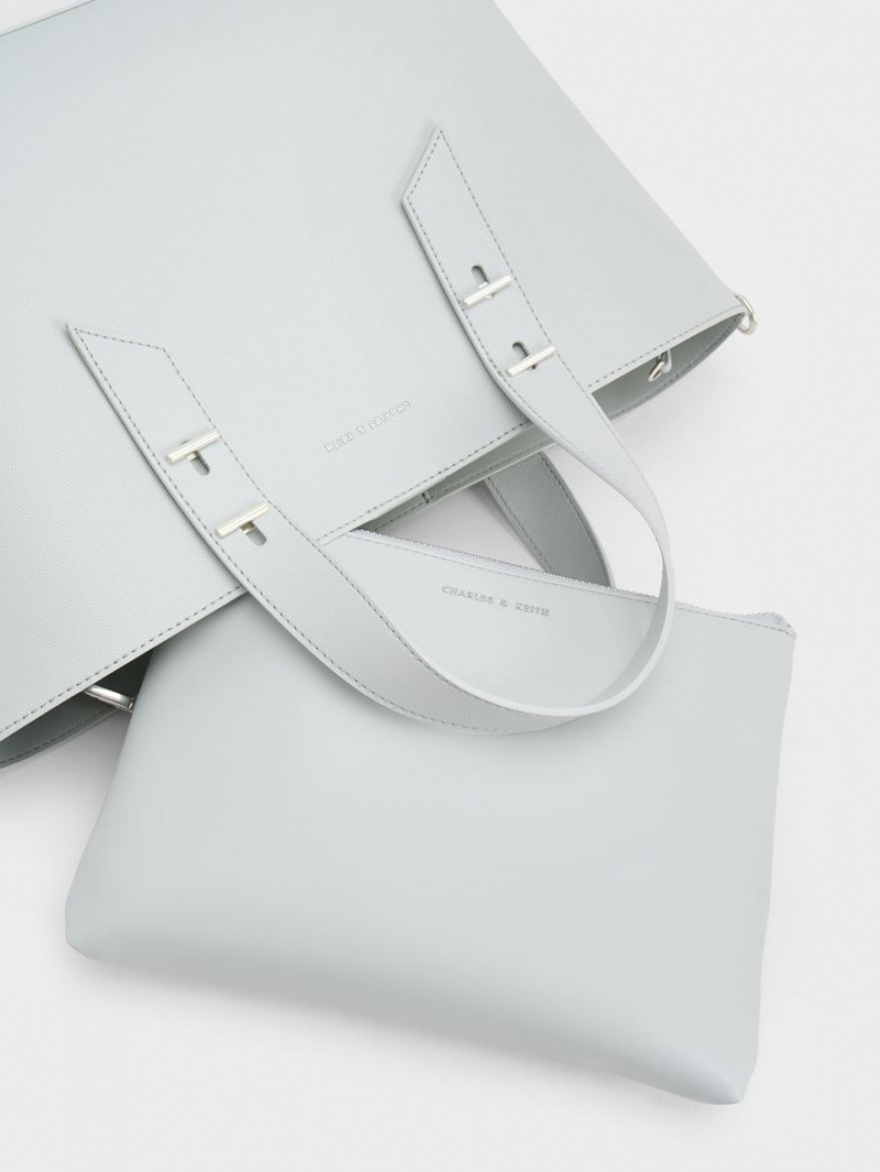 Charles And Keith Double Handle Hobo Bag Light Grey | PHILIPPINES N340