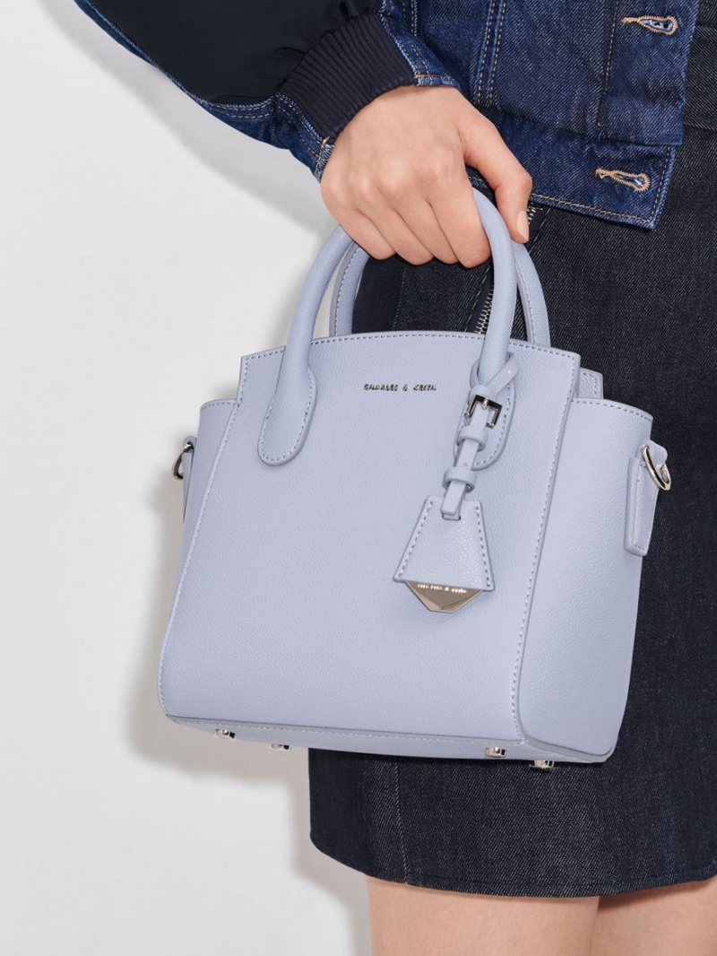 Charles And Keith Double Handle Trapeze Tote Bags Light Blue | PHILIPPINES T146