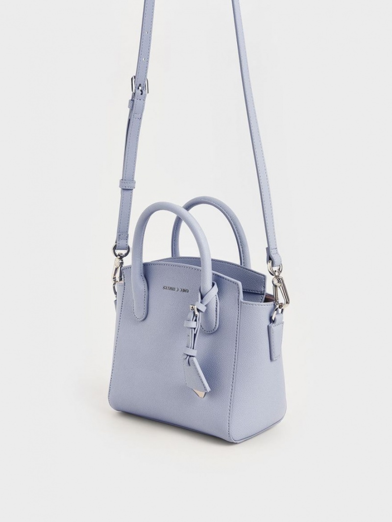 Charles And Keith Double Handle Trapeze Tote Bags Light Blue | PHILIPPINES T146