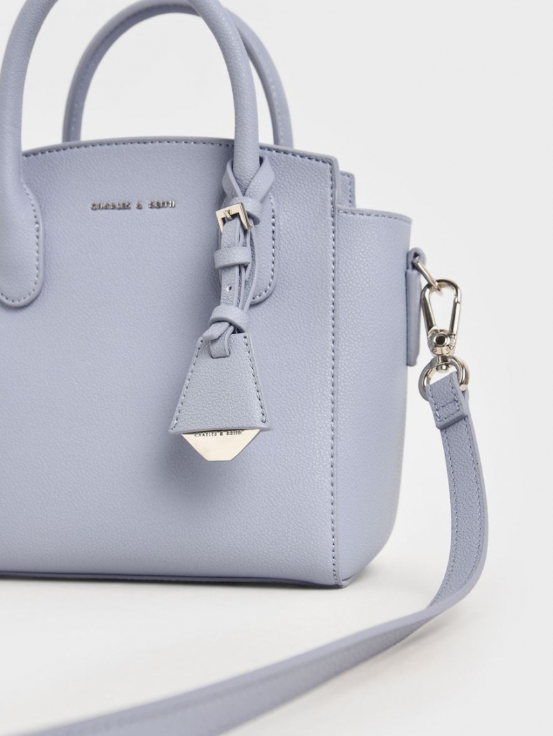 Charles And Keith Double Handle Trapeze Tote Bags Light Blue | PHILIPPINES T146