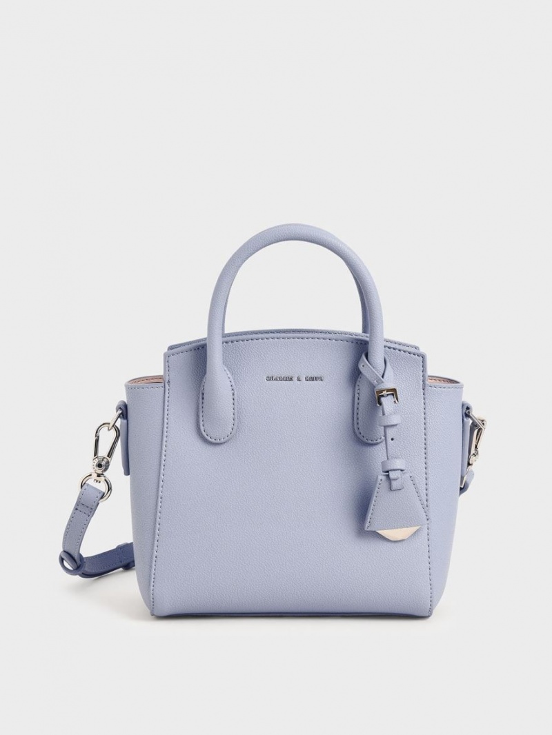 Charles And Keith Double Handle Trapeze Tote Bags Light Blue | PHILIPPINES T146