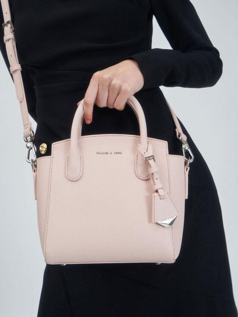 Charles And Keith Double Handle Trapeze Tote Bags Light Pink | PHILIPPINES P945