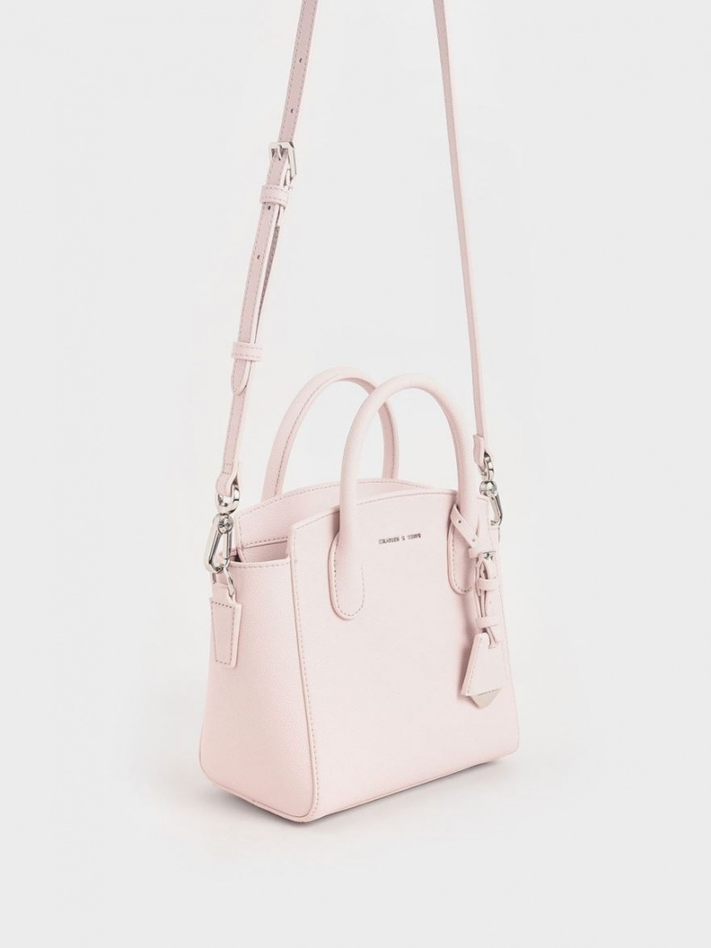 Charles And Keith Double Handle Trapeze Tote Bags Light Pink | PHILIPPINES P945