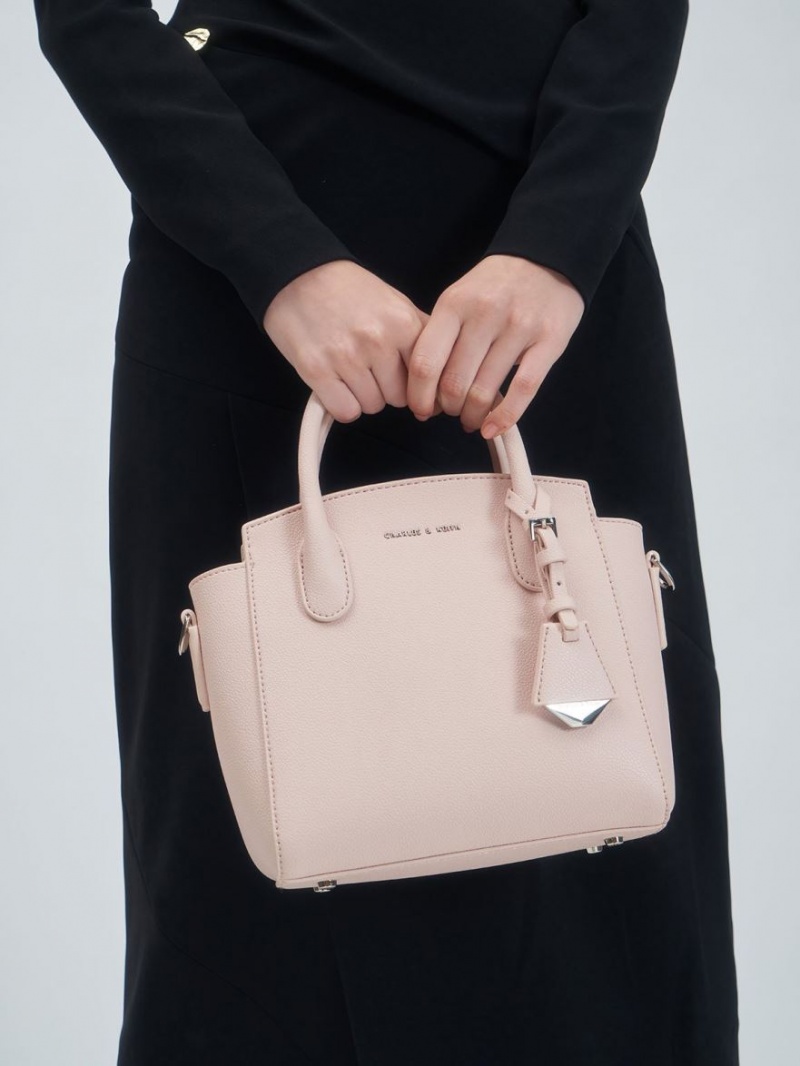 Charles And Keith Double Handle Trapeze Tote Bags Light Pink | PHILIPPINES P945