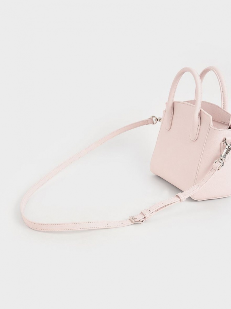 Charles And Keith Double Handle Trapeze Tote Bags Light Pink | PHILIPPINES P945