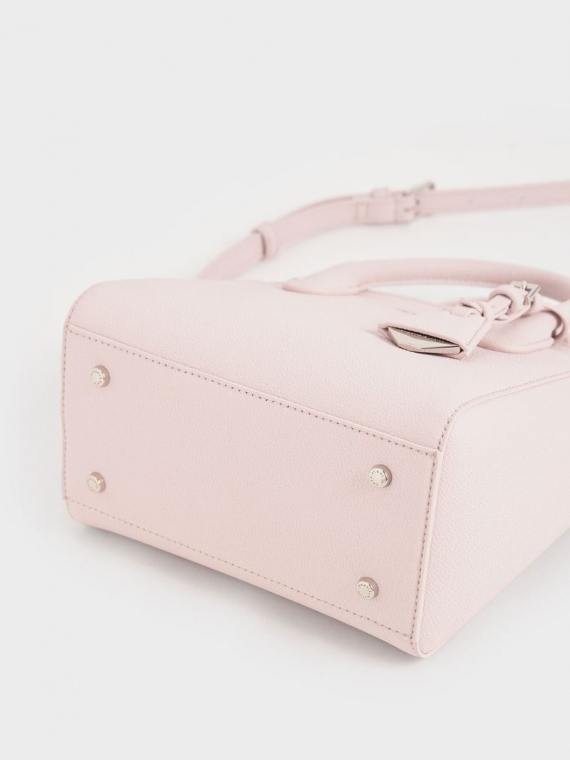 Charles And Keith Double Handle Trapeze Tote Bags Light Pink | PHILIPPINES P945