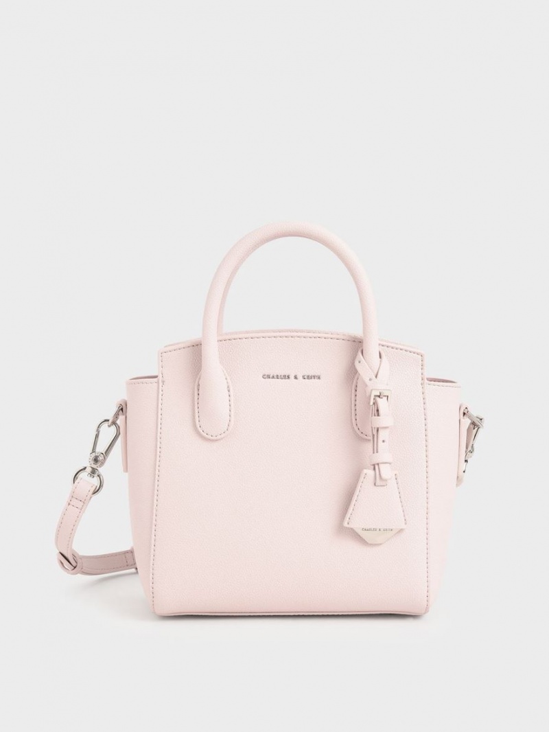 Charles And Keith Double Handle Trapeze Tote Bags Light Pink | PHILIPPINES P945