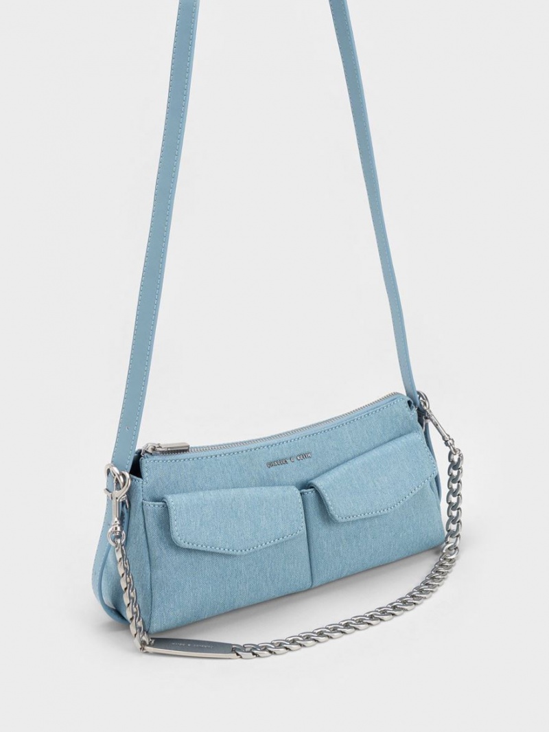 Charles And Keith Double Pouch Shoulder Bags Blue | PHILIPPINES Y908