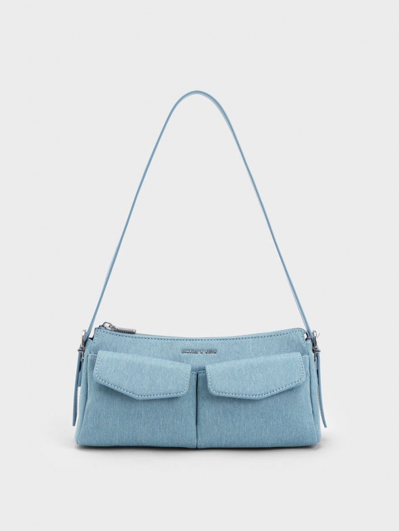 Charles And Keith Double Pouch Shoulder Bags Blue | PHILIPPINES Y908